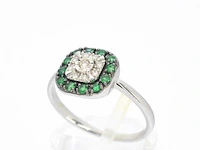 Witgouden ring met diamanten en smaragd - afbeelding 3 van  9