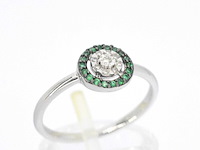 Witgouden ring met diamanten en smaragd - afbeelding 6 van  11
