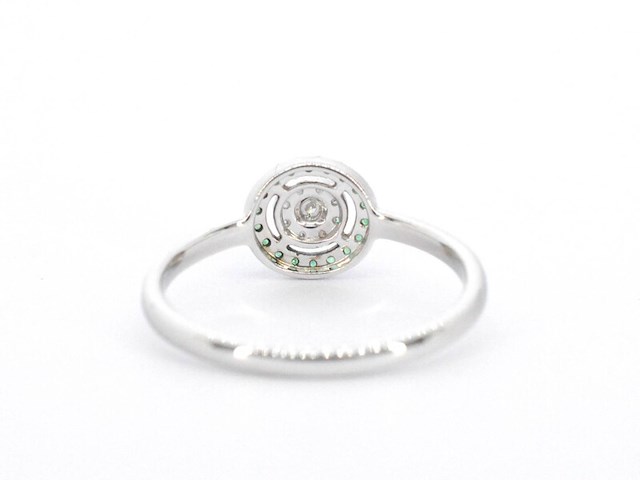 Witgouden ring met diamanten en smaragd - afbeelding 9 van  11