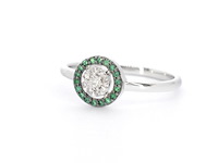 Witgouden ring met diamanten en smaragd - afbeelding 10 van  11