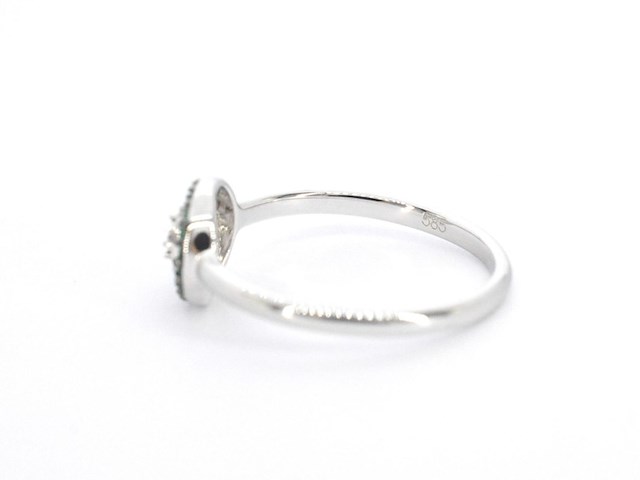 Witgouden ring met diamanten en smaragd - afbeelding 11 van  11