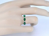 Witgouden ring met diamanten en smaragd - afbeelding 3 van  11