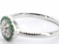 Witgouden ring met diamanten en smaragden - afbeelding 9 van  9