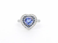 Witgouden ring met diamanten en tanzaniet - afbeelding 1 van  10