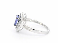 Witgouden ring met diamanten en tanzaniet - afbeelding 6 van  10