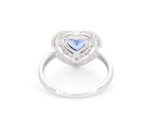 Witgouden ring met diamanten en tanzaniet - afbeelding 8 van  10