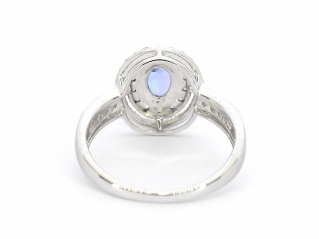 Witgouden ring met diamanten en tanzaniet - afbeelding 9 van  11