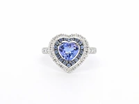 Witgouden ring met diamanten en tanzaniet - afbeelding 1 van  9
