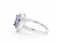 Witgouden ring met diamanten en tanzaniet - afbeelding 5 van  9