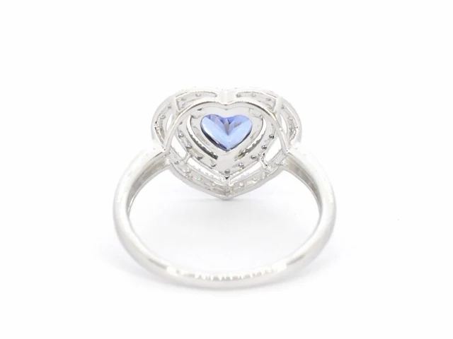 Witgouden ring met diamanten en tanzaniet - afbeelding 7 van  9