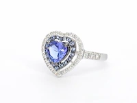Witgouden ring met diamanten en tanzaniet - afbeelding 8 van  9