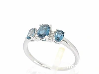 Witgouden ring met diamanten en topaas - afbeelding 3 van  9