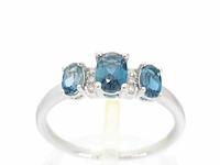 Witgouden ring met diamanten en topaas - afbeelding 1 van  9
