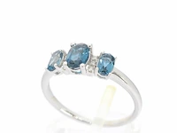 Witgouden ring met diamanten en topaas - afbeelding 3 van  9