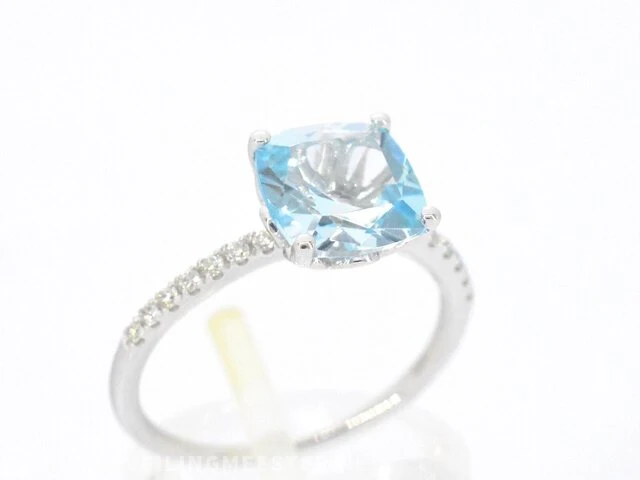 Witgouden ring met diamanten en topaas - afbeelding 5 van  9
