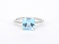 Witgouden ring met diamanten en topaas - afbeelding 7 van  9