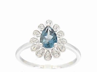 Witgouden ring met diamanten en topaas - afbeelding 1 van  11
