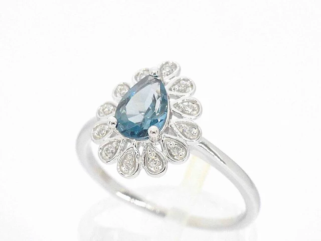 Witgouden ring met diamanten en topaas - afbeelding 5 van  11