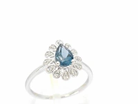 Witgouden ring met diamanten en topaas - afbeelding 6 van  11