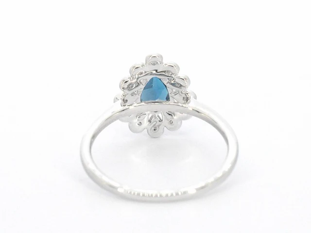 Witgouden ring met diamanten en topaas - afbeelding 9 van  11