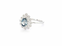 Witgouden ring met diamanten en topaas - afbeelding 10 van  11