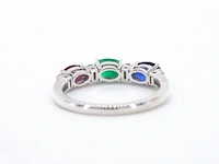 Witgouden ring met diamanten, saffier, robijn en smaragd - afbeelding 8 van  10