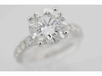 Witgouden ring met een briljant geslepen diamant totaal 2.87 carat (gecertificeerd) - afbeelding 1 van  8