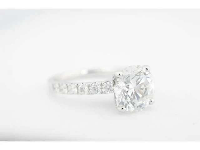 Witgouden ring met een briljant geslepen diamant totaal 2.87 carat (gecertificeerd) - afbeelding 5 van  8