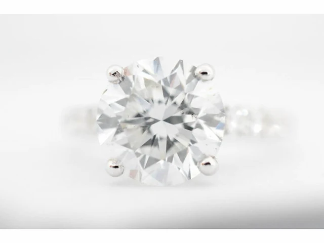 Witgouden ring met een briljant geslepen diamant totaal 2.87 carat (gecertificeerd) - afbeelding 6 van  8