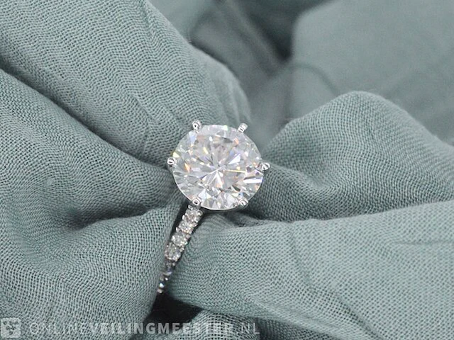 Witgouden ring met een diamant van 4.00 carat - afbeelding 10 van  10