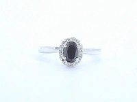 Witgouden ring met een grote zwarte diamant en natuurlijke witte diamanten - afbeelding 1 van  7