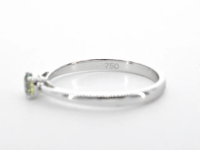 Witgouden ring met groene diamant - afbeelding 2 van  10