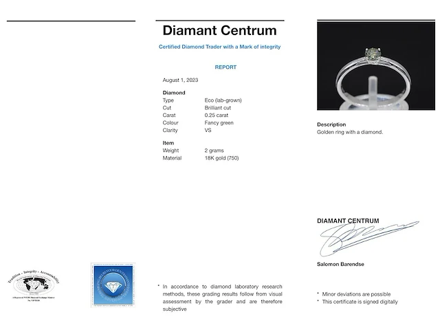 Witgouden ring met groene diamant - afbeelding 4 van  10
