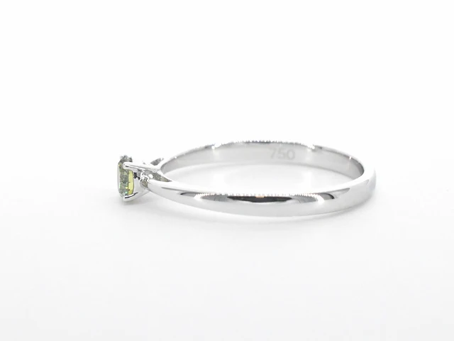 Witgouden ring met groene diamant - afbeelding 7 van  10