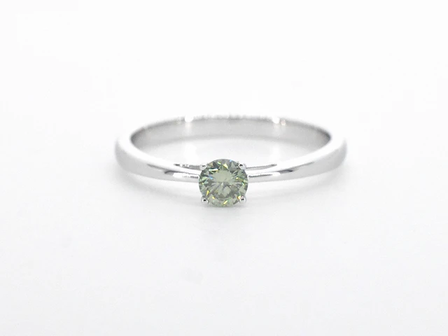 Witgouden ring met groene diamant - afbeelding 8 van  10