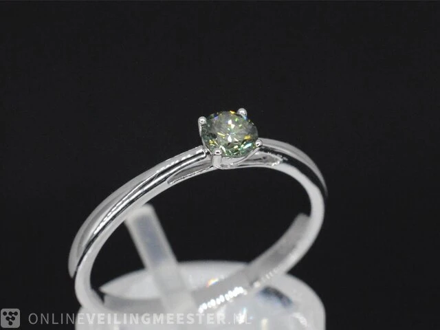 Witgouden ring met groene diamant - afbeelding 4 van  9