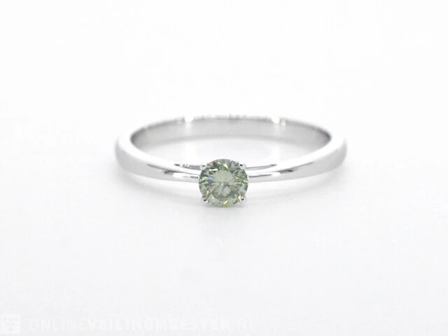 Witgouden ring met groene diamant - afbeelding 6 van  9
