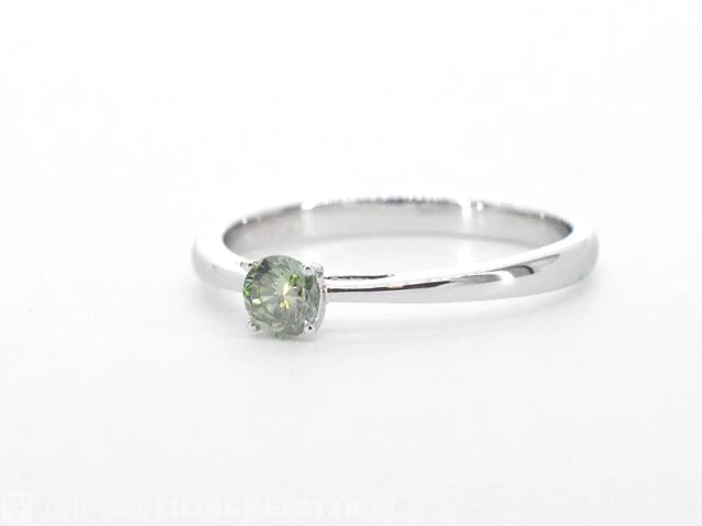 Witgouden ring met groene diamant - afbeelding 8 van  9