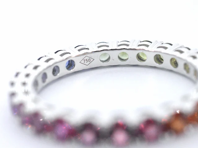 Witgouden ring met multicolour saffieren - afbeelding 2 van  10