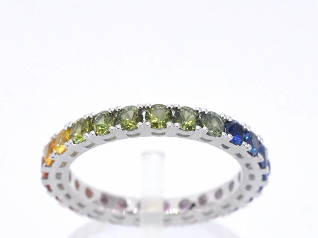 Witgouden ring met multicolour saffieren - afbeelding 1 van  10