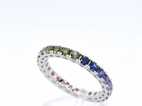Witgouden ring met multicolour saffieren - afbeelding 4 van  10