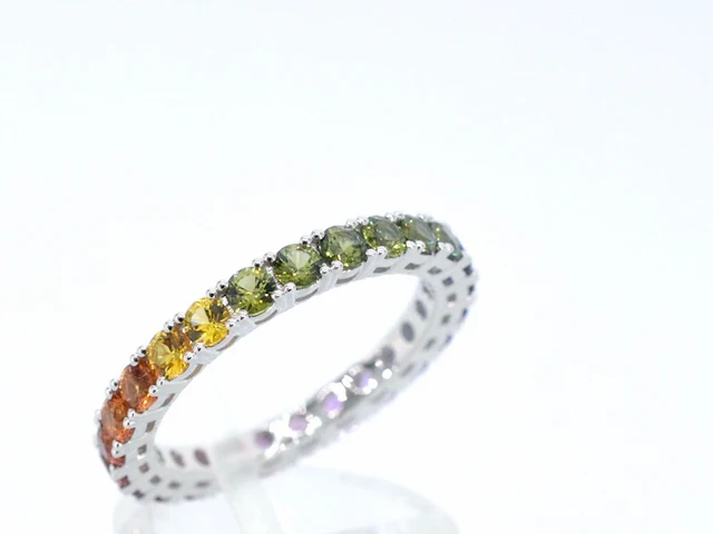 Witgouden ring met multicolour saffieren - afbeelding 5 van  10