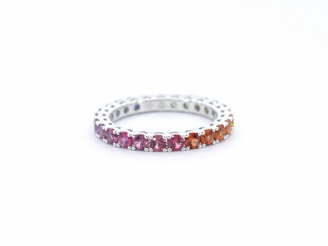 Witgouden ring met multicolour saffieren - afbeelding 7 van  10