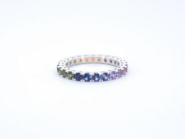 Witgouden ring met multicolour saffieren - afbeelding 8 van  10