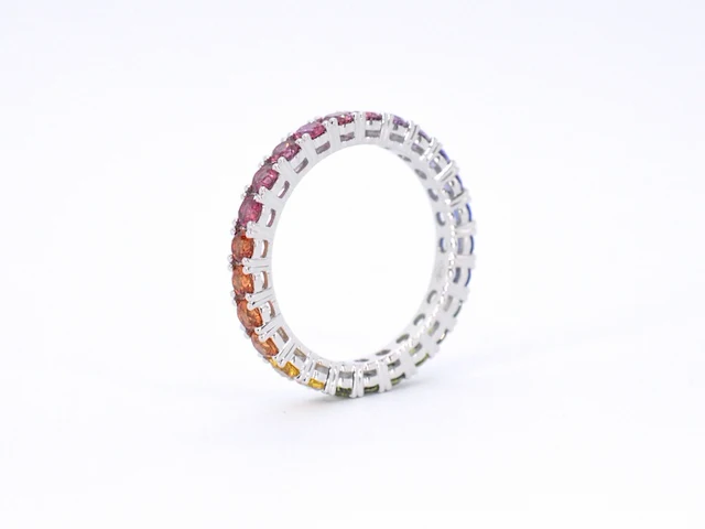 Witgouden ring met multicolour saffieren - afbeelding 9 van  10