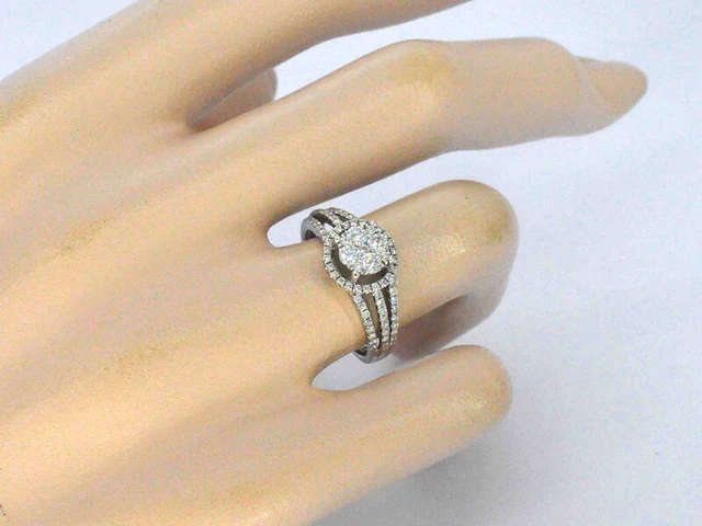 Witgouden ring met natuurlijk diamanten van 1.20 carat totaal - afbeelding 2 van  12