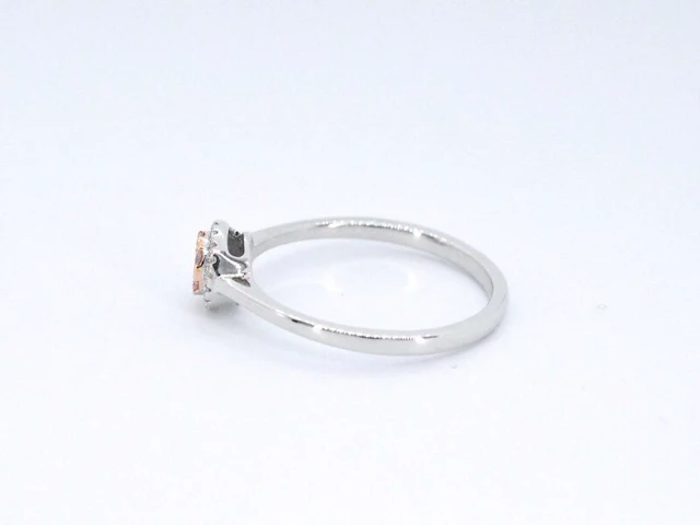 Witgouden ring met natuurlijke roze en witte diamant - afbeelding 5 van  11