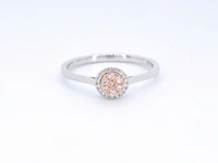 Witgouden ring met natuurlijke roze en witte diamant - afbeelding 6 van  11