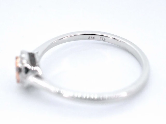 Witgouden ring met natuurlijke roze en witte diamant - afbeelding 9 van  11