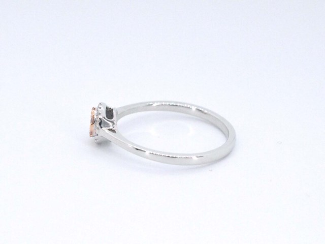 Witgouden ring met natuurlijke roze en witte diamant - afbeelding 6 van  10